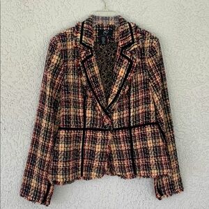 True Meaning Women's Multicolor Tweed Blazer size 10
